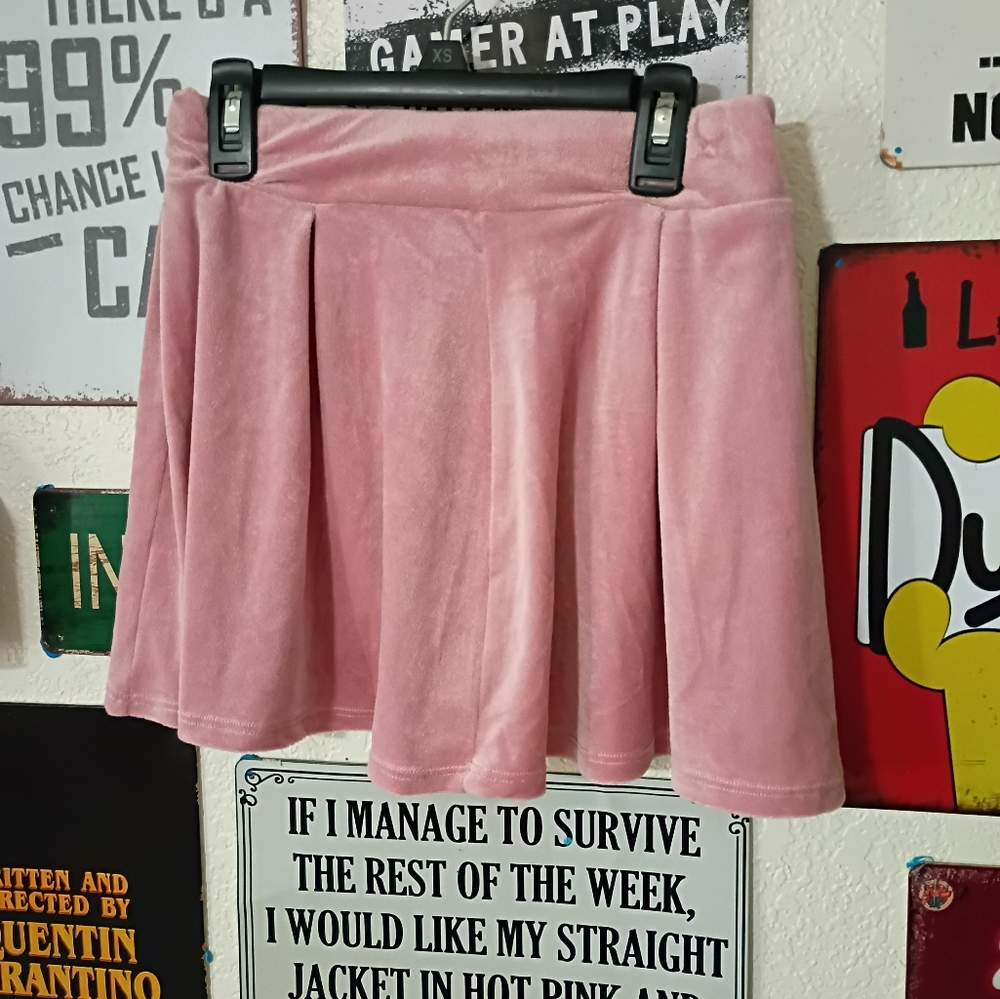 PREOWNED Paperoc Pink Velvet Mini Skirt